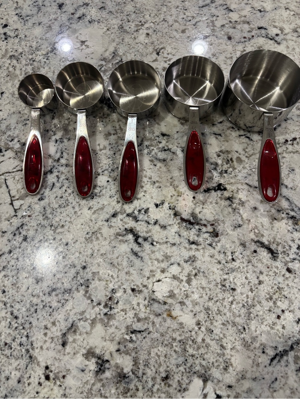 MCM Inspired Vintage Style Retro Red Stainless Steel Endurance Measuring Cups